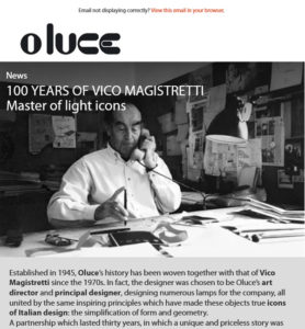 100 years of Vico Magistretti - Master of light icons