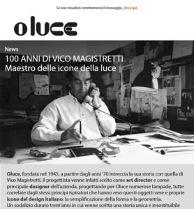 100 anni di Vico Magistretti maestro delle icone della luce