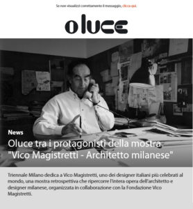 Oluce tra i protagonisti della mostra ''Vico Magistretti – Architetto milanese''